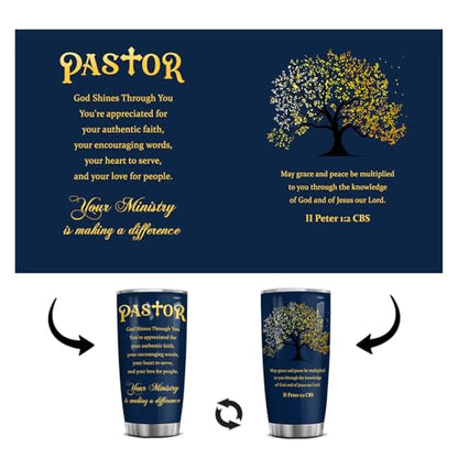20 Oz Tumbler for Men, Ministry Appreciation, Retirement, Youth Pastor Birthday Christmas Cup Mug, Religious Scripture, Baptism Christian, Pastoral Gift