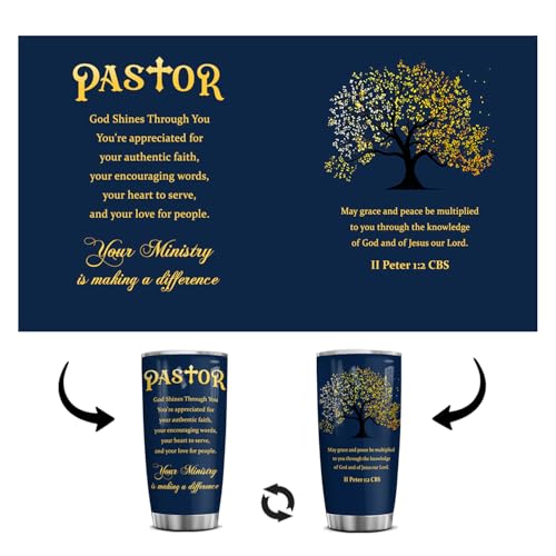 20 Oz Tumbler for Men, Ministry Appreciation, Retirement, Youth Pastor Birthday Christmas Cup Mug, Religious Scripture, Baptism Christian, Pastoral Gift