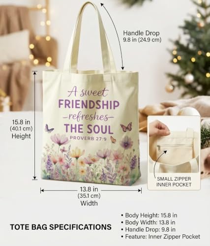 Christian Bible Verse Tote Bag for Women Faith Church - color: Friendship