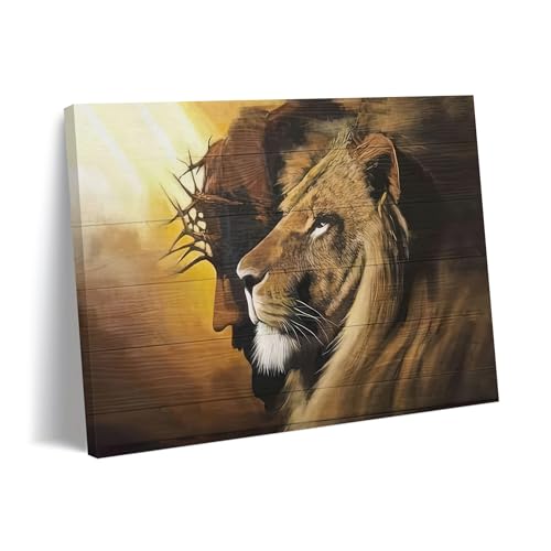Fantasy Artists Framed Jesus Christ Canvas Wall Art The Lion of Judah Christian Painting Prints Biblical Wall Decor Religious Room Decor for Church Prayer Room Christian Schools Hospitals 12" x 16" - color: Jesus 5, size: 16"L x 12"W