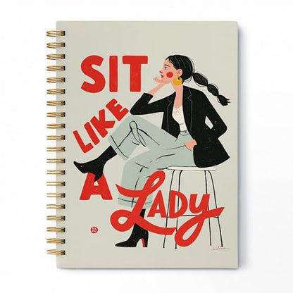 Spiral Notebook Journal for Women Girls, Sit Like a Lady Feminine Motivational Hardcover Lined Notebook Journal, 5.5x8.3 Inch - color: pattern-15
