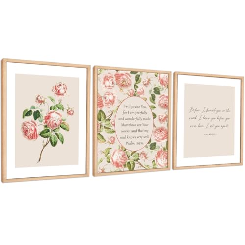 Set of 3 Poster Bible Verse Wall Art,Jeremiah 1:5 Christian Wall Decor - color: I am Fearfully and Wonderfully Made