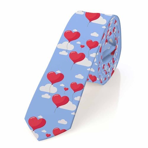 Black Dots Men's Neckties Retro Classic Circle Geometry Men's Tie for Mens Teens Business Work Casual Wedding Party - color: Red Balloons
