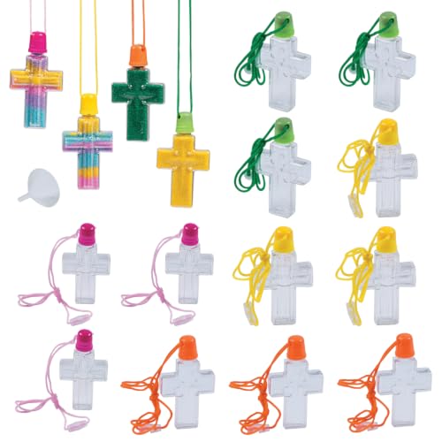 Fun Express Cross Sand Bottle Necklaces & Craft Set for Kids, 12 Pieces