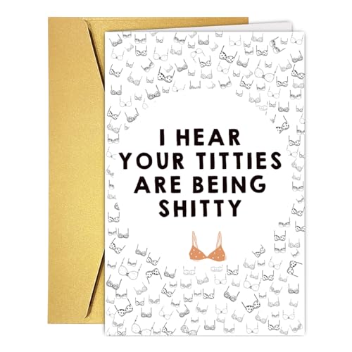 RUALOVE Funny Breast Cancer Card for Her, Breast Cancer Gift, Breast Cancer Encouragement Card, Breast Cancer Sympathy Card Gift, Breast Cancer Get Well Card Fell Better Gift for Women - color: #1