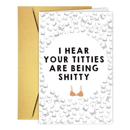 RUALOVE Funny Breast Cancer Card for Her, Breast Cancer Gift, Breast Cancer Encouragement Card, Breast Cancer Sympathy Card Gift, Breast Cancer Get Well Card Fell Better Gift for Women - color: #1