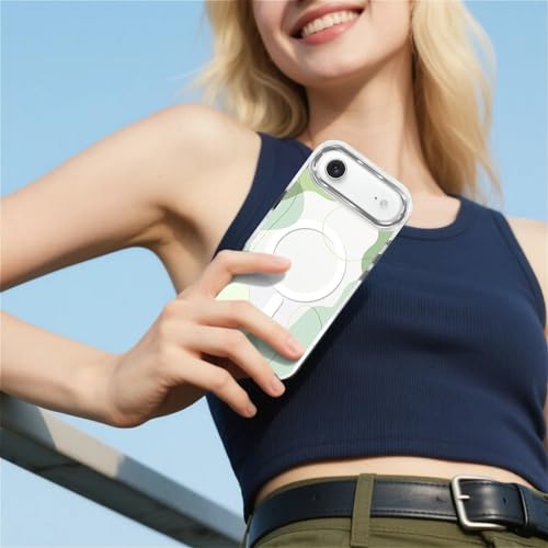 for iPhone 17 Air Case [Compatible with Magsafe],Girls Women Clear Magnetic Case Silicone Shockproof Protective Cover with Pattern Aesthetic Green Wavy Art - color: Aesthetic Green Wavy Art, size: iPhone 17 Air