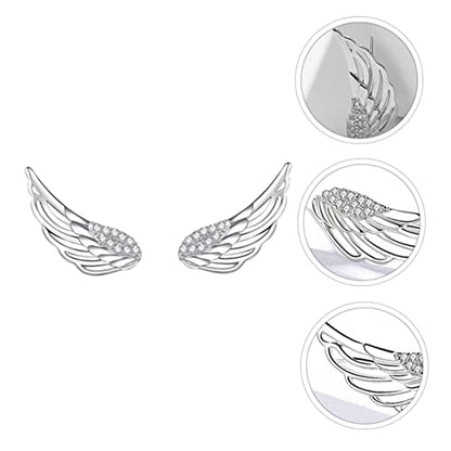 LIFKOME 2 Pairs Angel Wing Earrings 925 Sterling Silver Angel Wing Stud Cartilage Earrings for Women