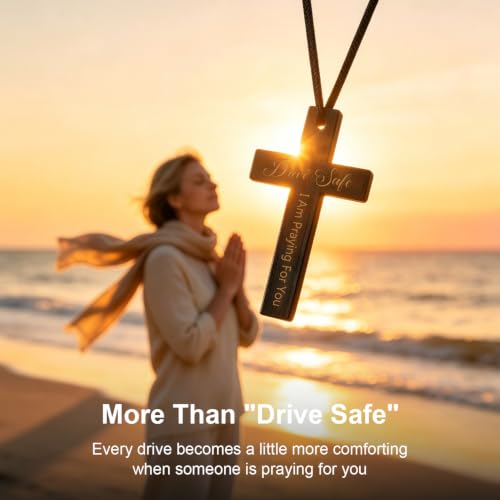 Drive Safe Cross Car Ornament, Christian Prayer Gift - color: Drive Safe