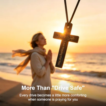 Drive Safe Cross Car Ornament, Christian Prayer Gift - color: Drive Safe