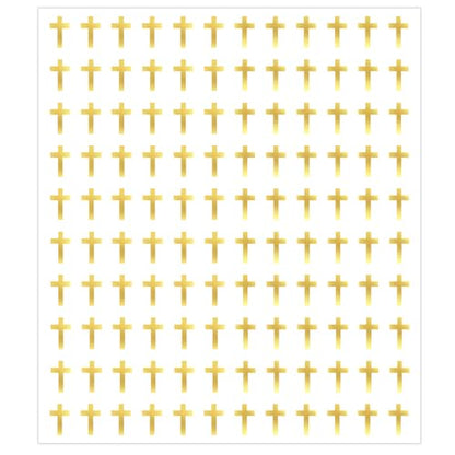 JarThenaAMCS 2400Pcs Mini Cross Sticker Gold Foil Paper Decals Baptism Christening Self-Adhesive Stickers for Easter Envelopes Scrapbook Gifts DIY Supplies, 0.5 in - style: Cross