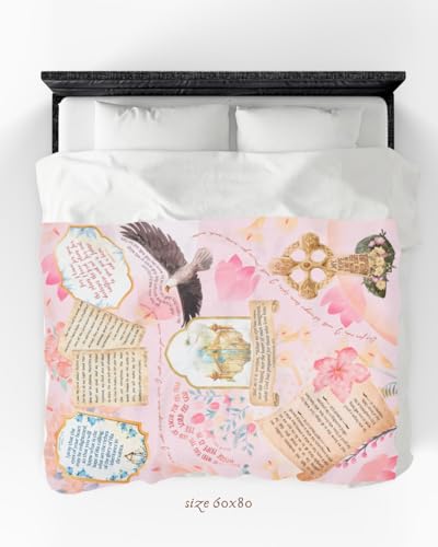 Hope Pink Bible Verse Blanket - Christian Fleece Throw Gifts for Women - color: Hope Pink, size: 60" x 80"