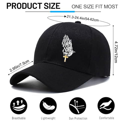 Baseball Cap for Men Cotton Black Baseball Hat for Mens Snapback Hats Trucker Dad Hat Snap Back Flat Bill Men's Caps - color: Put the Palms Together