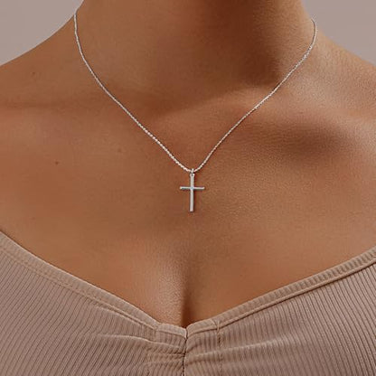 HAXIYA Cross Pendant Necklaces for Women Layered Cross Choker Faith Jewelry - style: Simple-Silver