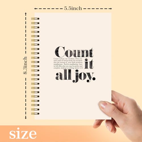 Christian Bible Notebook Journal,Count it All Joy，Christian Gifts for Women Men, Bible Journaling Notebook, Bible Study Supplies, Hardcover Spiral Notebook 5.5x8.3