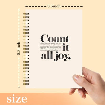 Christian Bible Notebook Journal,Count it All Joy，Christian Gifts for Women Men, Bible Journaling Notebook, Bible Study Supplies, Hardcover Spiral Notebook 5.5x8.3