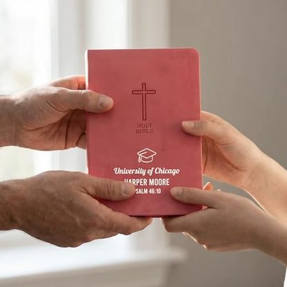 Personalized KJV Bible, Custom Name, School Name, Class of 2026 Design, King James Version, Red Letter, Value Thinline, Reading Plan, Graduation Gift, High School or Collage Graduate, Pink - color: Kjv Pink Value Thinline, size: King James Version