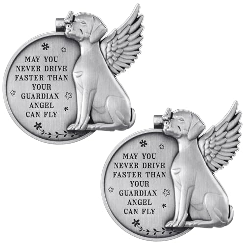 Shimeyao 2 Pcs Christian Guardian Dog Angel Visor Clip Car Visor Clip