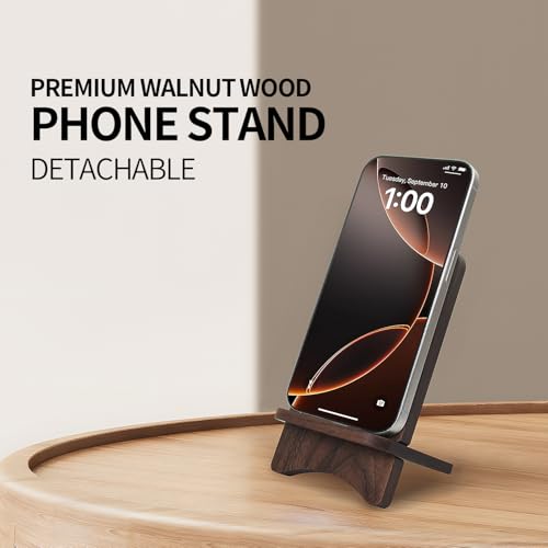 Cell Phone Stands, Desktop Stand, Luxury Nature Wood Simple Phone Stand, Compatible with iPhone & All Cell Phones, Ultra-Stable, Portable & Non-Slip Design, 2 Pieces, Walnut - color: Walnut