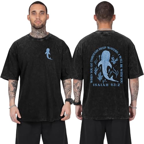 Christian Shirts for Men Jesus Oversized Vintage Workout Gym Graphic Top - color: Black-6, size: 3X-Large