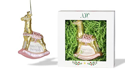 | Baby Girl Giraffe Glass Ornament | Baby Collection - color: Brown and White