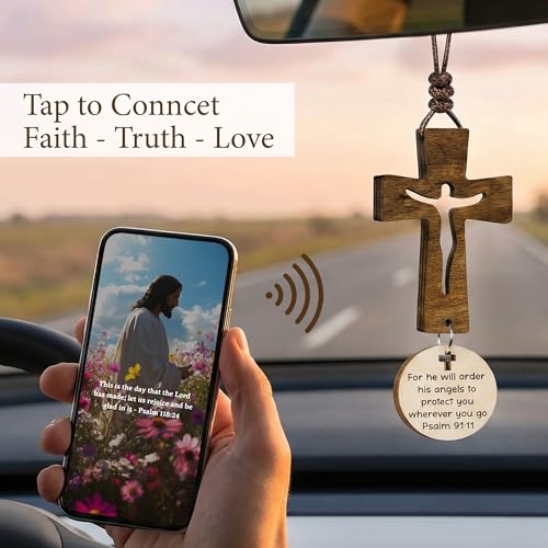 Cross for Car Mirror Hanging Christian Gifts - color: Brown 2
