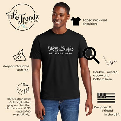 Ink Trendz We The People Stand with Trump 47 President U.S. Constitution GOP Cotton Men's T-Shirt - color: Military Green, size: X-Large