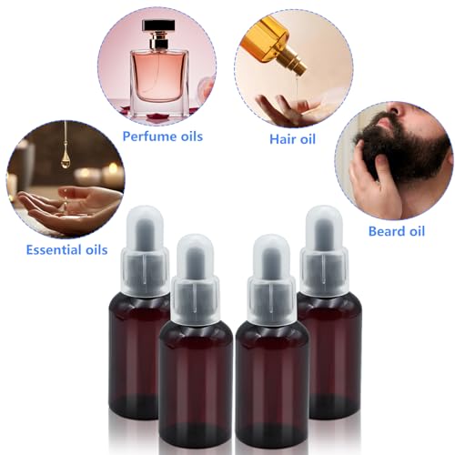 4 Pack 2 Oz (50ml) Amber Essential Dropper Bottles
