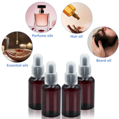 4 Pack 2 Oz (50ml) Amber Essential Dropper Bottles