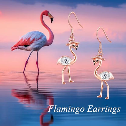 Crab/Mushroom/Lobster/Bat/Angler Fish/Tiger/Elephant/Jellyfish/Flamingo/Scorpion Earrings Dangling Sterling Silver Created Blue Opal Earrings Jewelry Gifts for Women Girls… - style: Flamingo