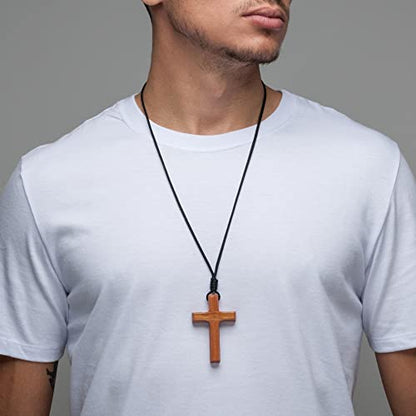 Intercession Wood Cross Crucifix on Cord (2.75 Inches)