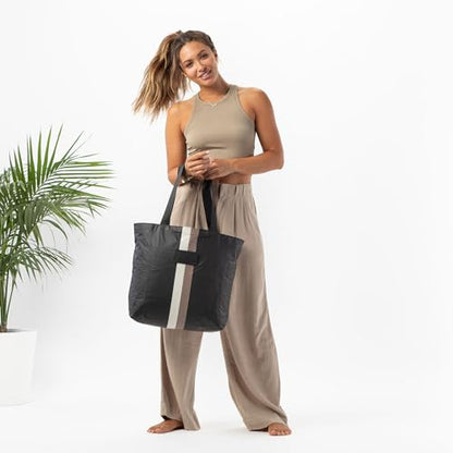 ALOHA Collection Day Tripper Tote | Lightweight, Packable, and Splash-Proof Beach Tote Bag | Easy to Clean - color: Caffe on Black, size: One Size - Day Tripper Tote