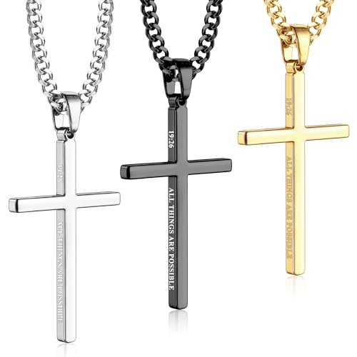 LOYALLOOK Cross Necklace for Men Women Silver Gold Black Mens Necklaces - style: 19:26