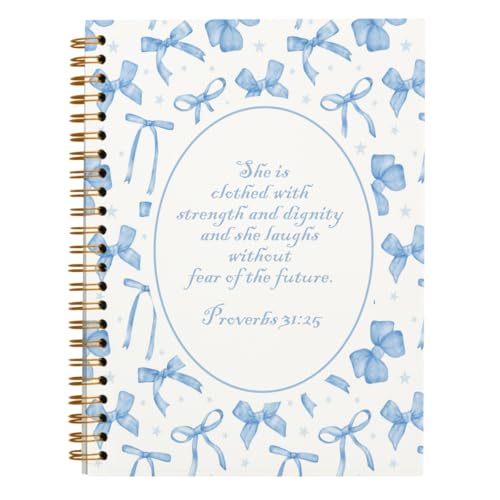Christian Bible Bow Spiral Notebook Journal Gift for Women Teen Girl - color: proverbs 31:25