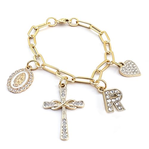 Cross Steering Wheel Charm Initial Letter R Car Jewelry Interior Decor - color: Initial R