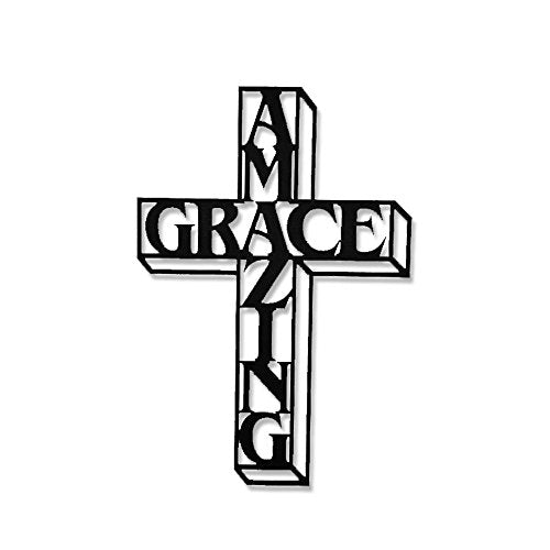 Inspirational Word Art, Christian Faith Biblical Verse Wall Sign, Hand-Made Wooden Decoration Plaque for Home, Office, Church - Real Wood - Made in The USA - 18 x 12 inches (Amazing Grace) - color: Amazing Grace