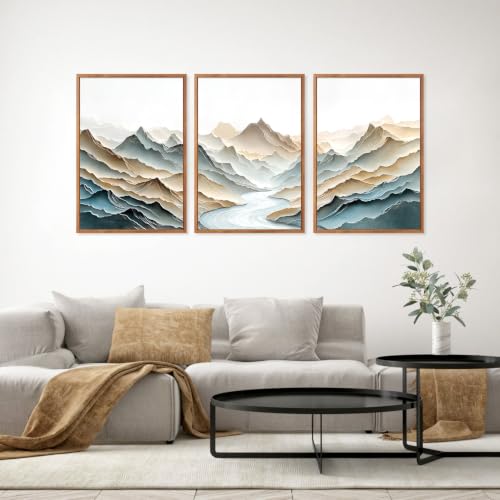 CHDITB 3D Textured Mountain Wall Art, Neutral Earth Tone Landscape Decor - color: 3d Minimalist Mountain Wall Art (Large), size: 24"L x 36"W