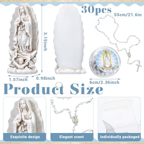 Our Lady of Guadalupe Statues with Scented Rosary Necklace,White,60 Pcs - color: White