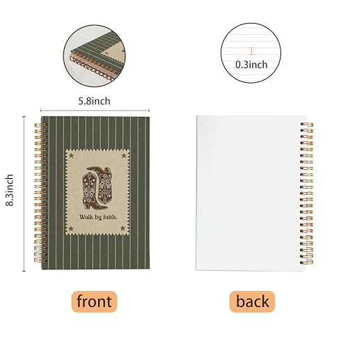 VNWEK Sage Green Christian Western Spiral Notebook Journal 5.5x8.3 Inch, Christian Faith Based Gifts Journal for Women Men, Cowgirl Boots Retro Religious Lined Hardcover Spiral Notebook - color: Sage Green Christian