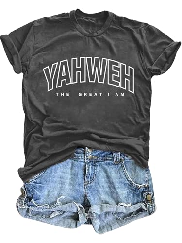 Christian Shirt for Women God is Good Graphic Tee Bible Verse - color: Darkgrey-yahweh, size: X-Large