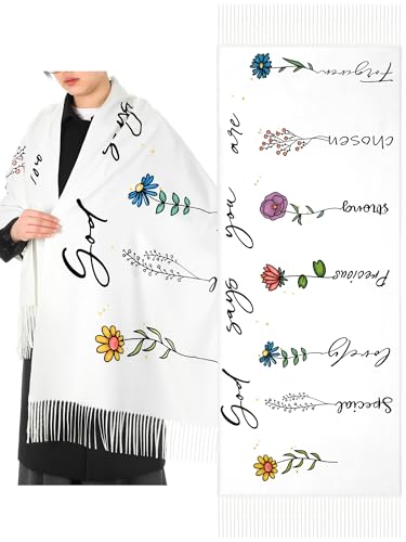 FuWeave Prayer Shawl for Women Christian Floral Scripture - style: Cute