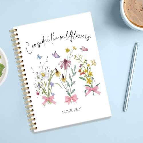 Consider the Wildflowers Hardcover 160 Pages Lined Spiral Notebooks, Flowers Journal, Christian Bible Journal Notebooks, Team Diary, Employee Appreciation Gifts For Coworker Mentor Teacher ? - color: Multi & Pink