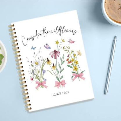Consider the Wildflowers Hardcover 160 Pages Lined Spiral Notebooks, Flowers Journal, Christian Bible Journal Notebooks, Team Diary, Employee Appreciation Gifts For Coworker Mentor Teacher ? - color: Multi & Pink