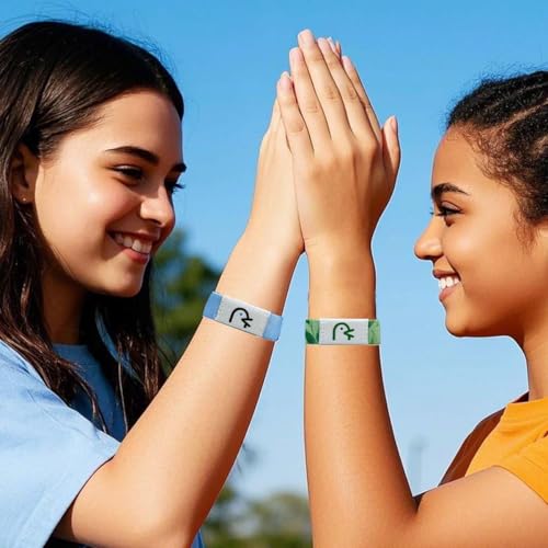 Daily Bible Verse Bracelet For Men Women Elastic Canvas Cloth Wearable Wristbands Inspirational Bracelet Customized Personalized Easter Jewelry Gifts 2 Pack (Green Blue)