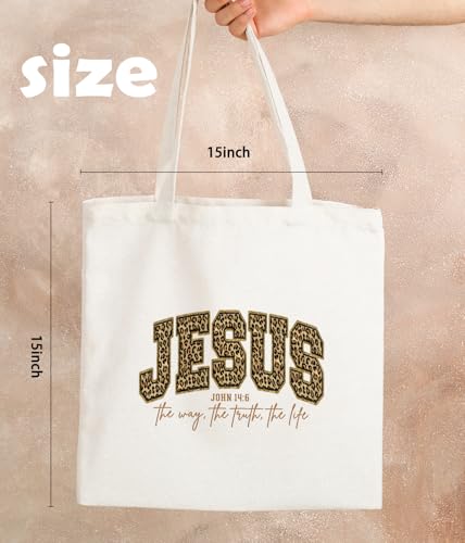 Christian Jesus Inspirational Canvas Tote Bag for Church Baptism - color: Jesus1