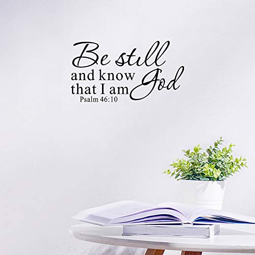 Be Still and Know That I am God Psalm 46:10 Wall Decal, Bible Scripture Vinyl Stickers, Removable Religious Art DIY Inspirational Quotes Sticker Mural for Bedroom Living Room Office Home Decoration