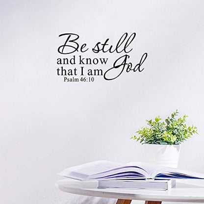 Be Still and Know That I am God Psalm 46:10 Wall Decal, Bible Scripture Vinyl Stickers, Removable Religious Art DIY Inspirational Quotes Sticker Mural for Bedroom Living Room Office Home Decoration