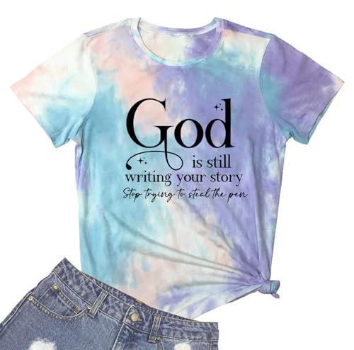 LOOKFACE Womens God is Still T Shirt Comfy Tops Graphic Tees - color: Tie Dye 09, size: Small