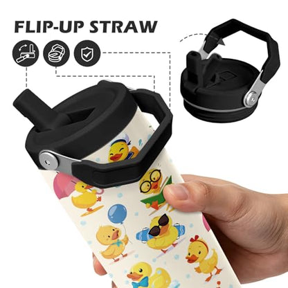 Hiboss Duck Tumbler with Handle and Flip Straw 28oz, Insulated Stainless Steel Travel Just a Girl Who Loves Duck Cup Mug, Birthday Rubber Ducks Lover Gifts for Women Girls - color: Duck