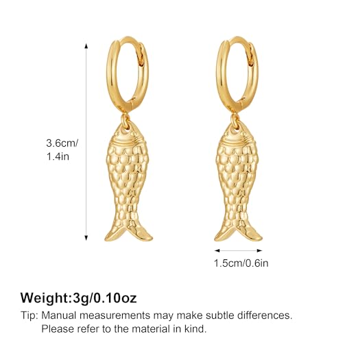 MUYAN Gold Fish Hoops Dangle Earrings for Women Beach Jewelry - style: Hoop C